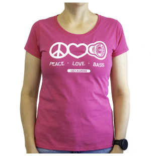 DD Women′s t-shirt L Pink Love Peace & Bass image