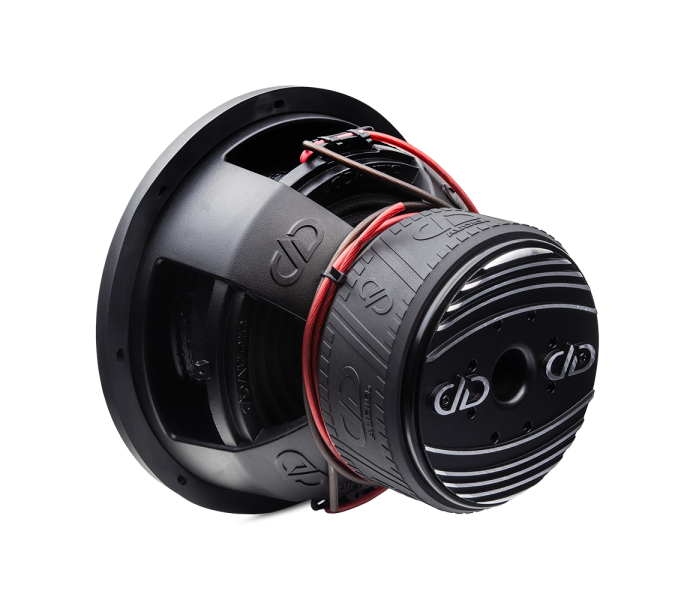 700f Series Subwoofer photo angled back right to show heatsink motor boot part of basket image