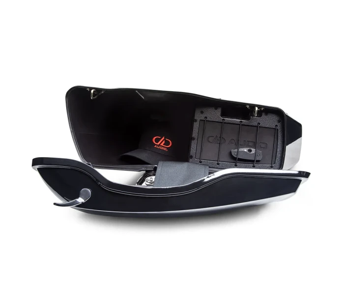 Harley 8  Saddle Bag Kit Photo of the HD8 SBKa Installed in Saddlebag with the Door Open Showing Extra Space image